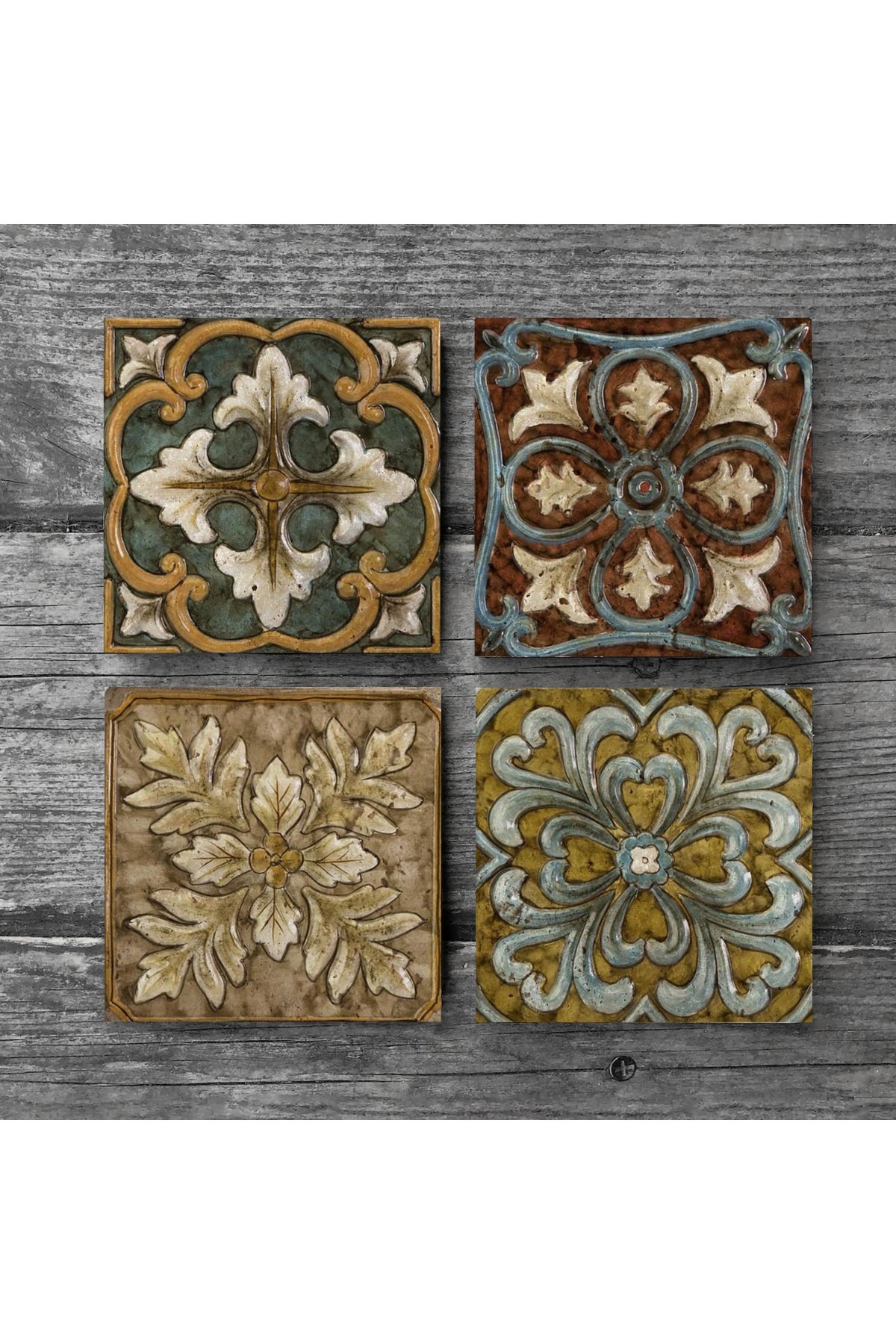 Pattern Stone Coasters Desktop Protective Coasters 4 Piece Set 10x10cm Stone Coasters