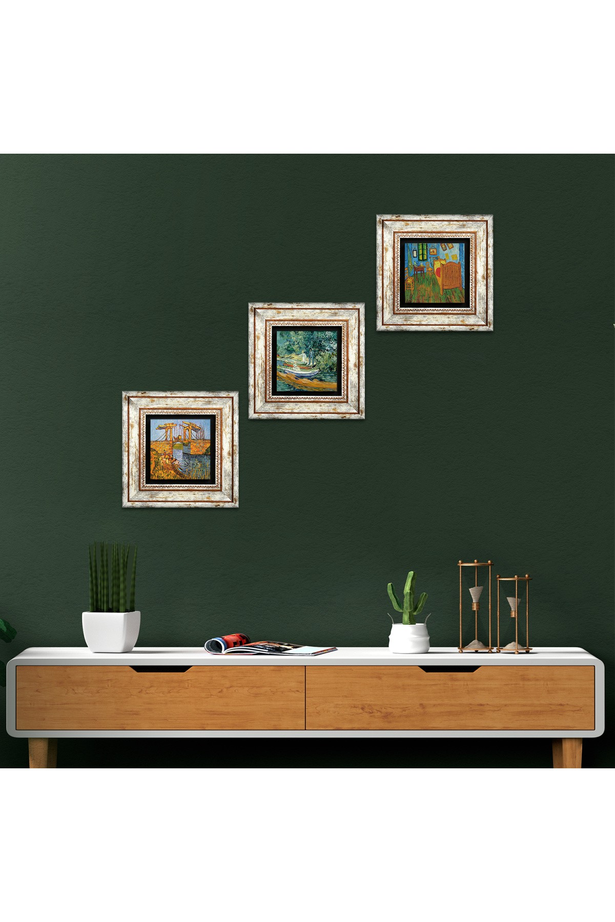 Van Gogh Stone Wall Painting Framed Wall Decor 3 Piece Painting Set Wall Art