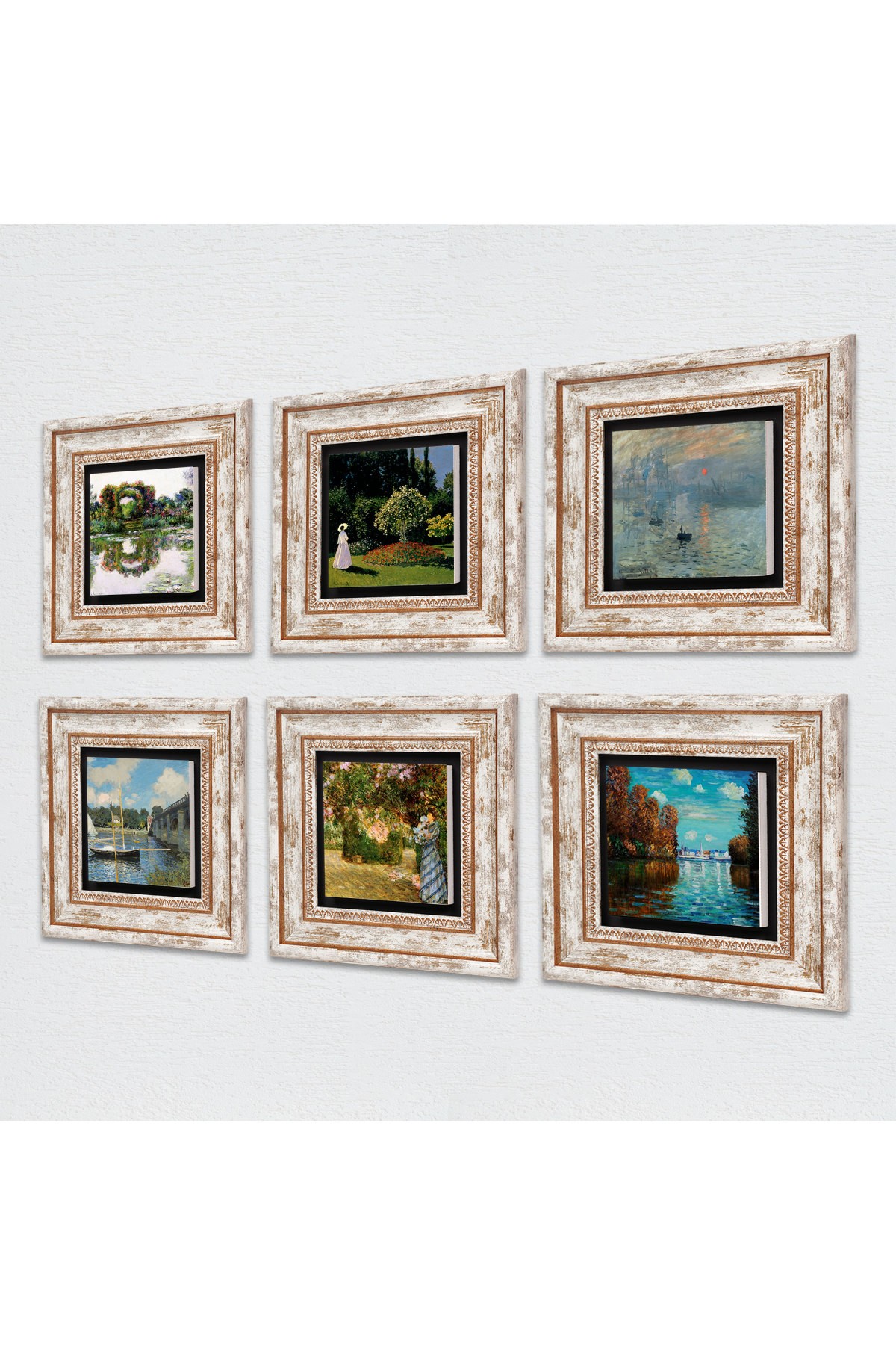 Claude Monet Stone Wall Painting Framed Wall Decor 6 Piece Painting Set Wall Art