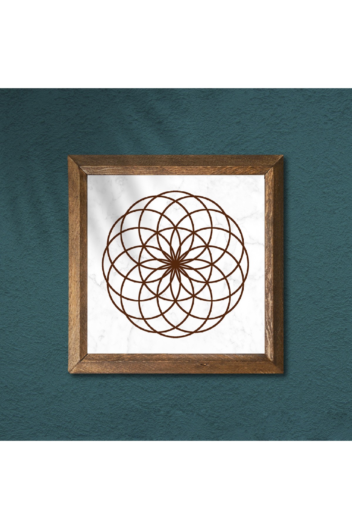 Flower of Life Stone Wall Painting Wooden Framed Wall Decoration Wall Art 25x25cm