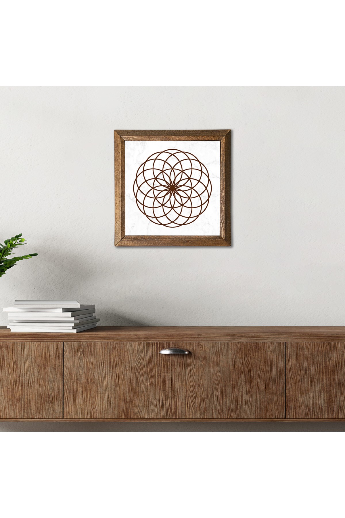 Flower of Life Stone Wall Painting Wooden Framed Wall Decoration Wall Art 25x25cm