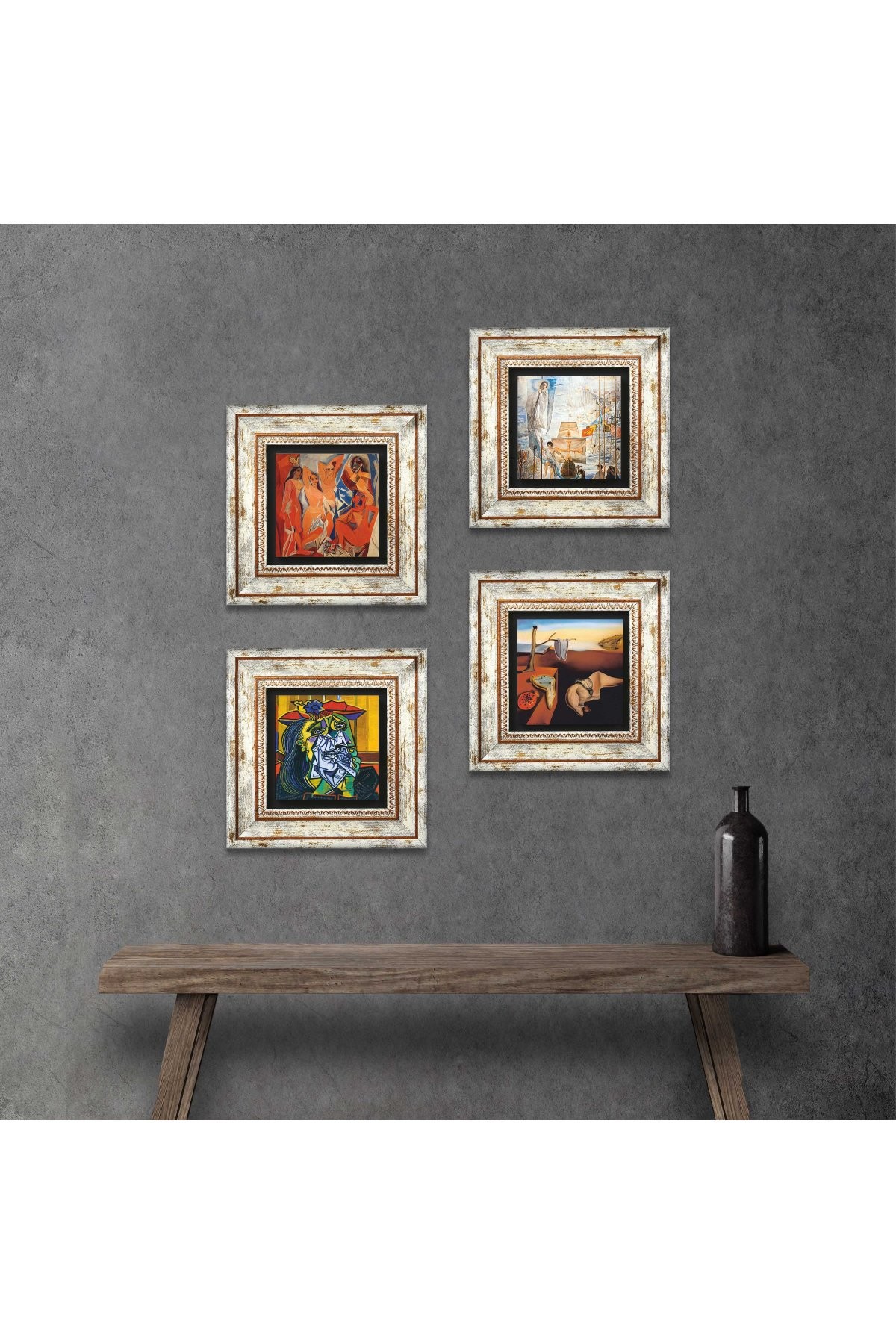 Salvador Dalí, Picasso Stone Wall Painting Framed Wall Decor 4 Piece Painting Set Wall Art