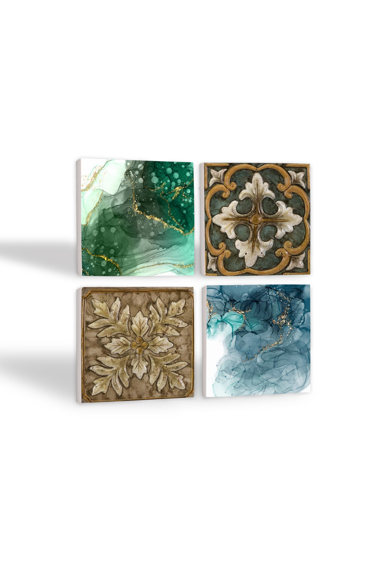 Abstract Art, Pattern Stone Coasters Desktop Protective Coasters 4 Piece Set 10x10cm Stone Coasters