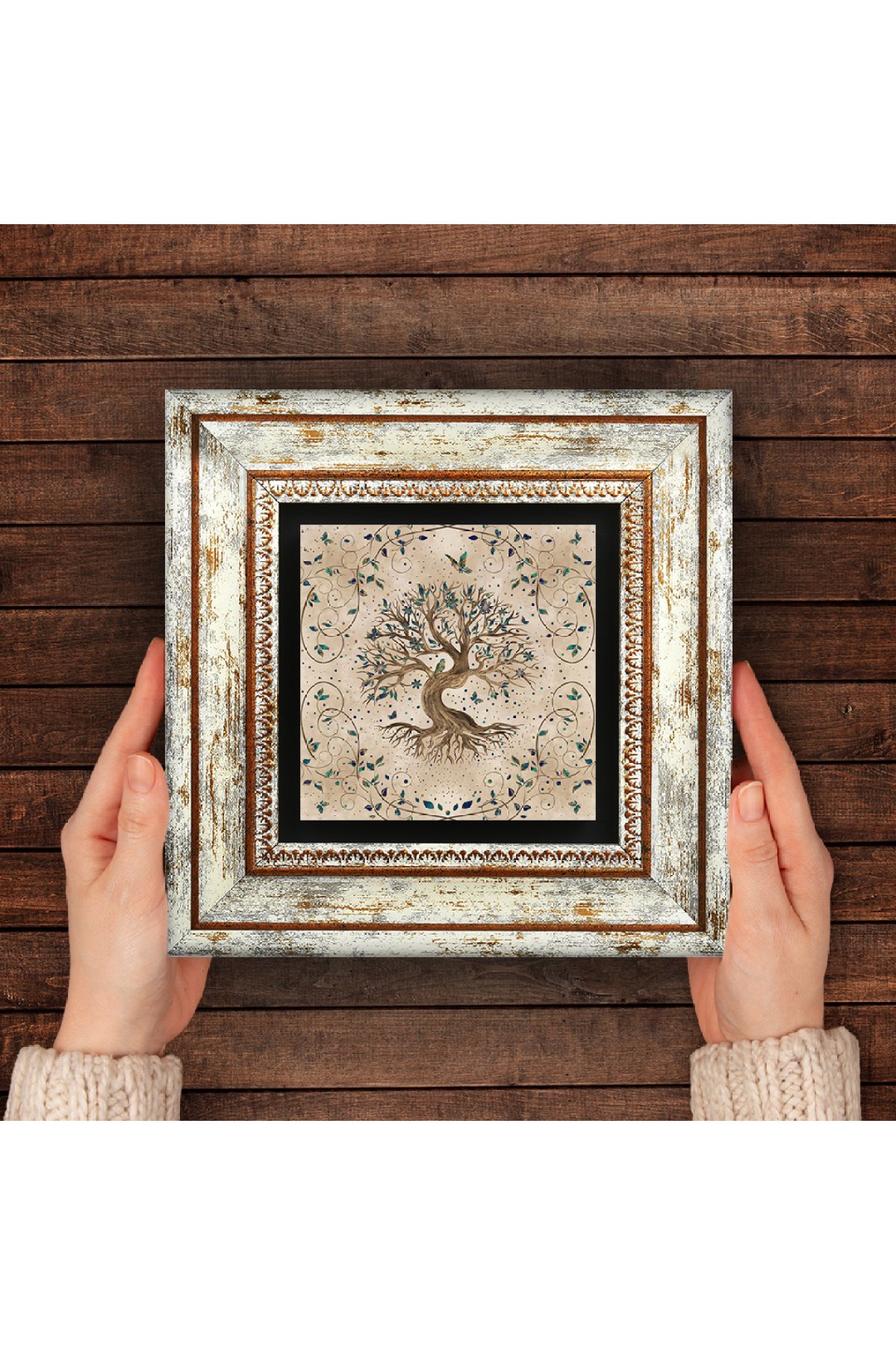 Tree of Life Stone Wall Painting Framed Wall Decor Wall Art