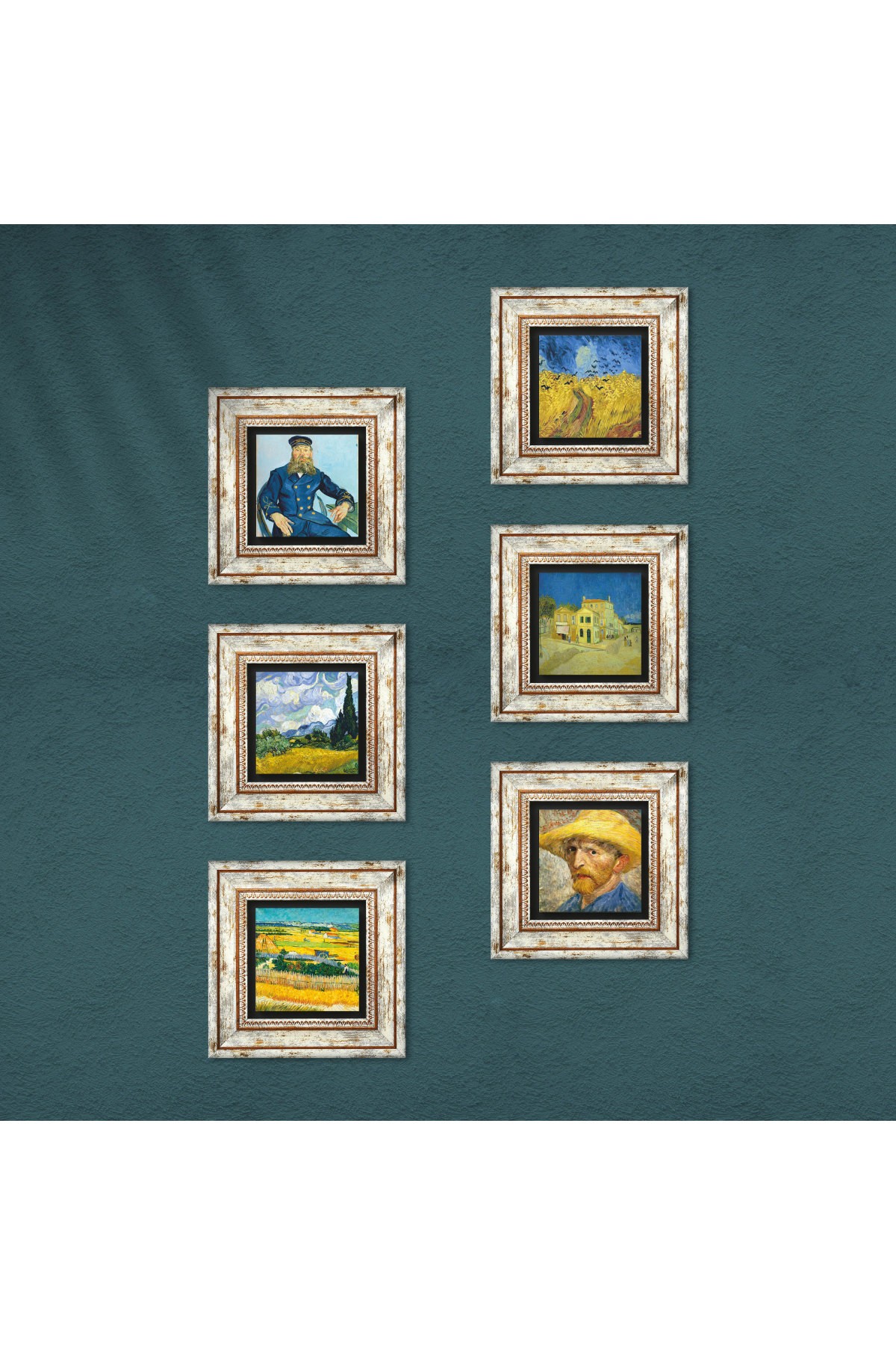 Van Gogh Stone Wall Painting Framed Wall Decor 6 Piece Painting Set Wall Art