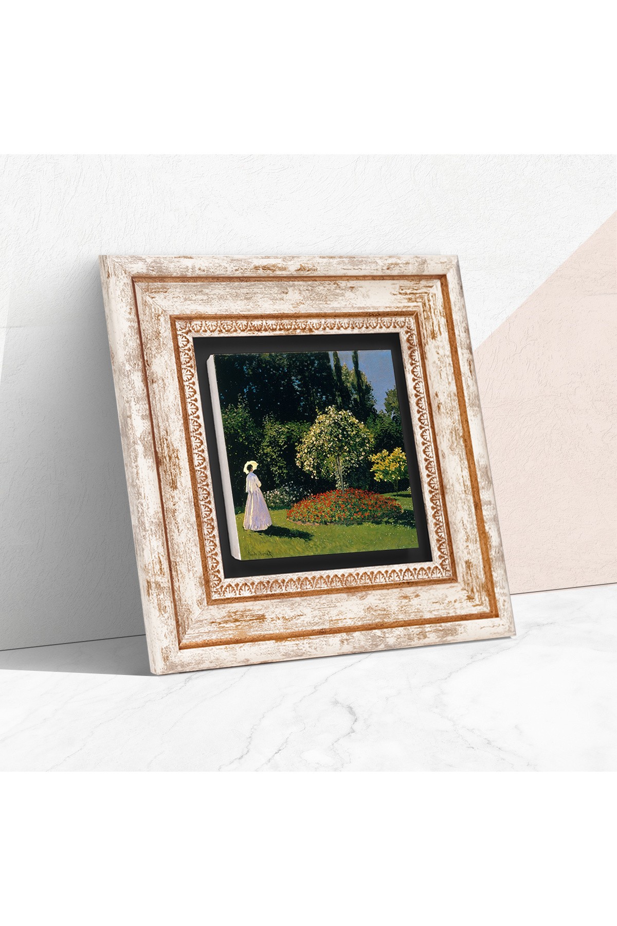 Claude Monet Woman in the Garden Stone Wall Painting Framed Wall Decoration Wall Art