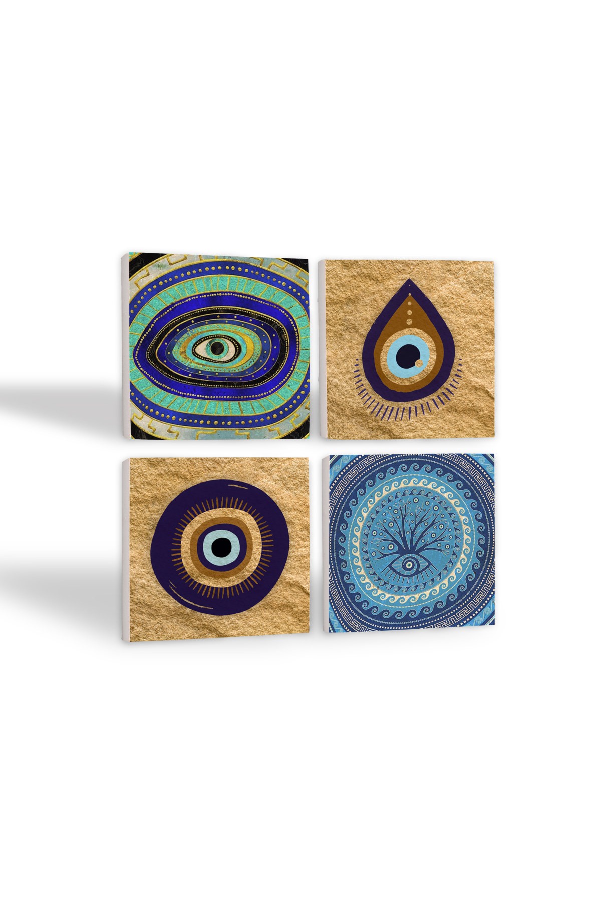 Evil Eye Stone Coaster Desktop Protective Coaster 4 Piece Set 10x10cm Stone Coasters