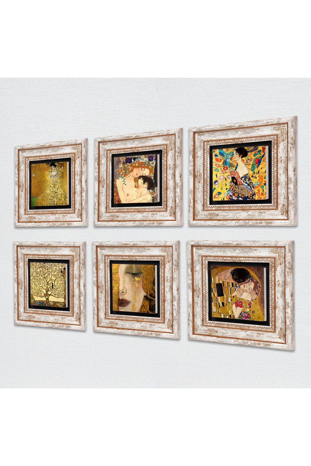 Gustav Klimt Stone Wall Painting Framed Wall Decor 6 Piece Painting Set Wall Art