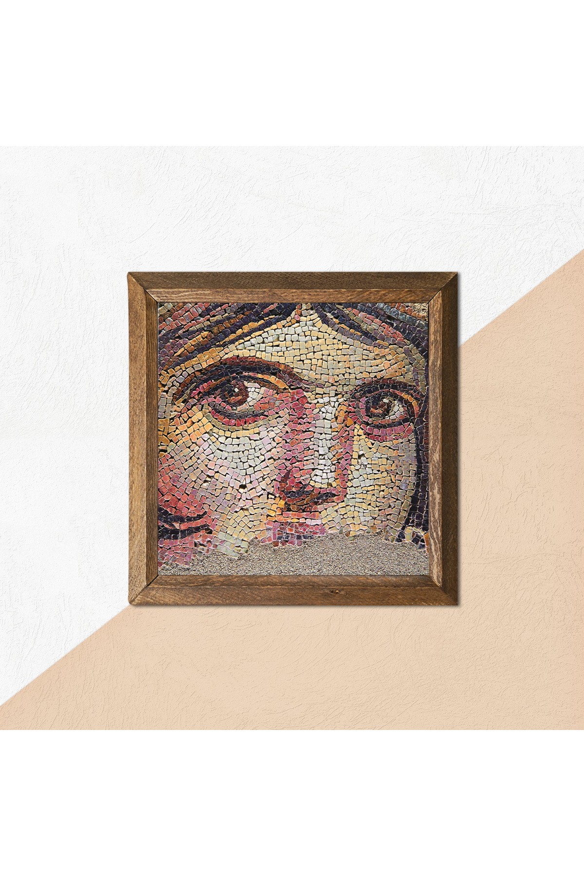 Gypsy Girl Mosaic Stone Wall Painting Wooden Framed Wall Decoration Wall Art 25x25cm