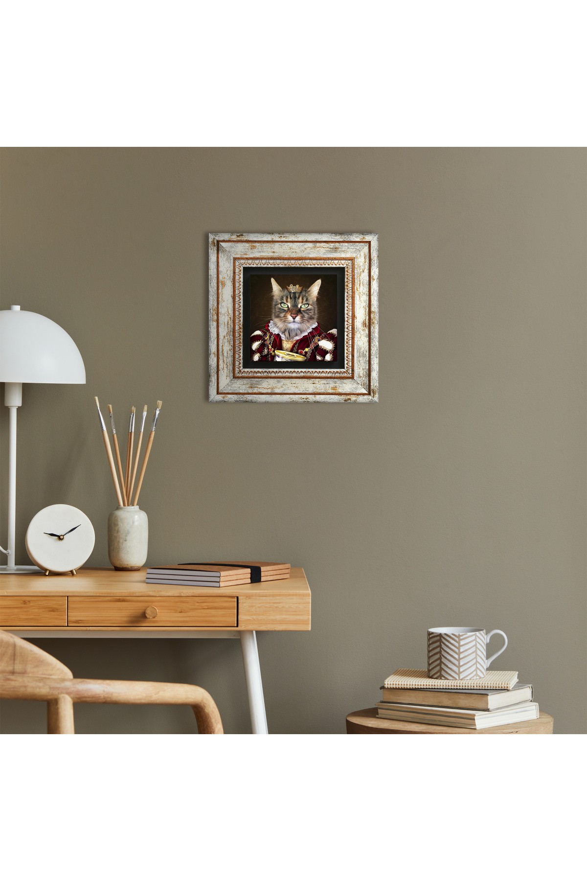 His Excellency with His Paw Stone Wall Painting Framed Wall Decor Wall Art