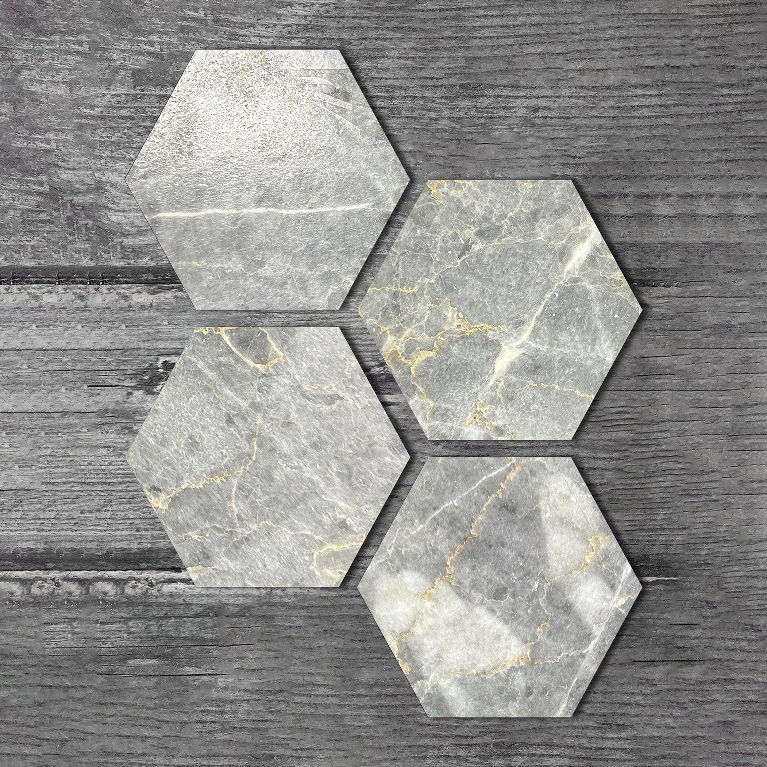 Hexagonal Stone Coasters Desktop Protective Coasters 4 Piece Set Stone Coasters