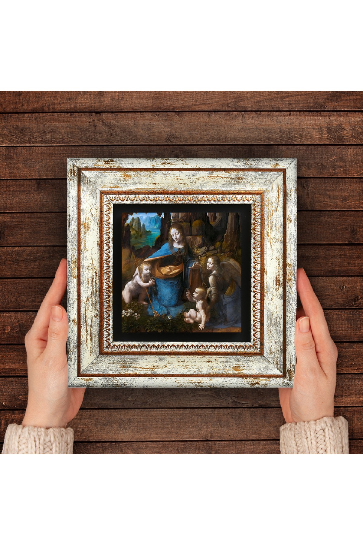 Leonardo da Vinci Virgin of the Rocks Stone Wall Painting Framed Wall Decor Wall Art