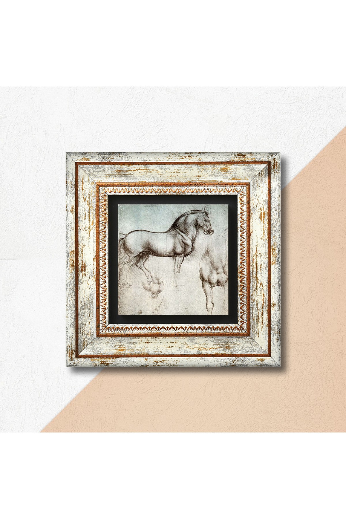 Leonardo da Vinci Horse Statue Stone Wall Painting Framed Wall Decor Wall Art