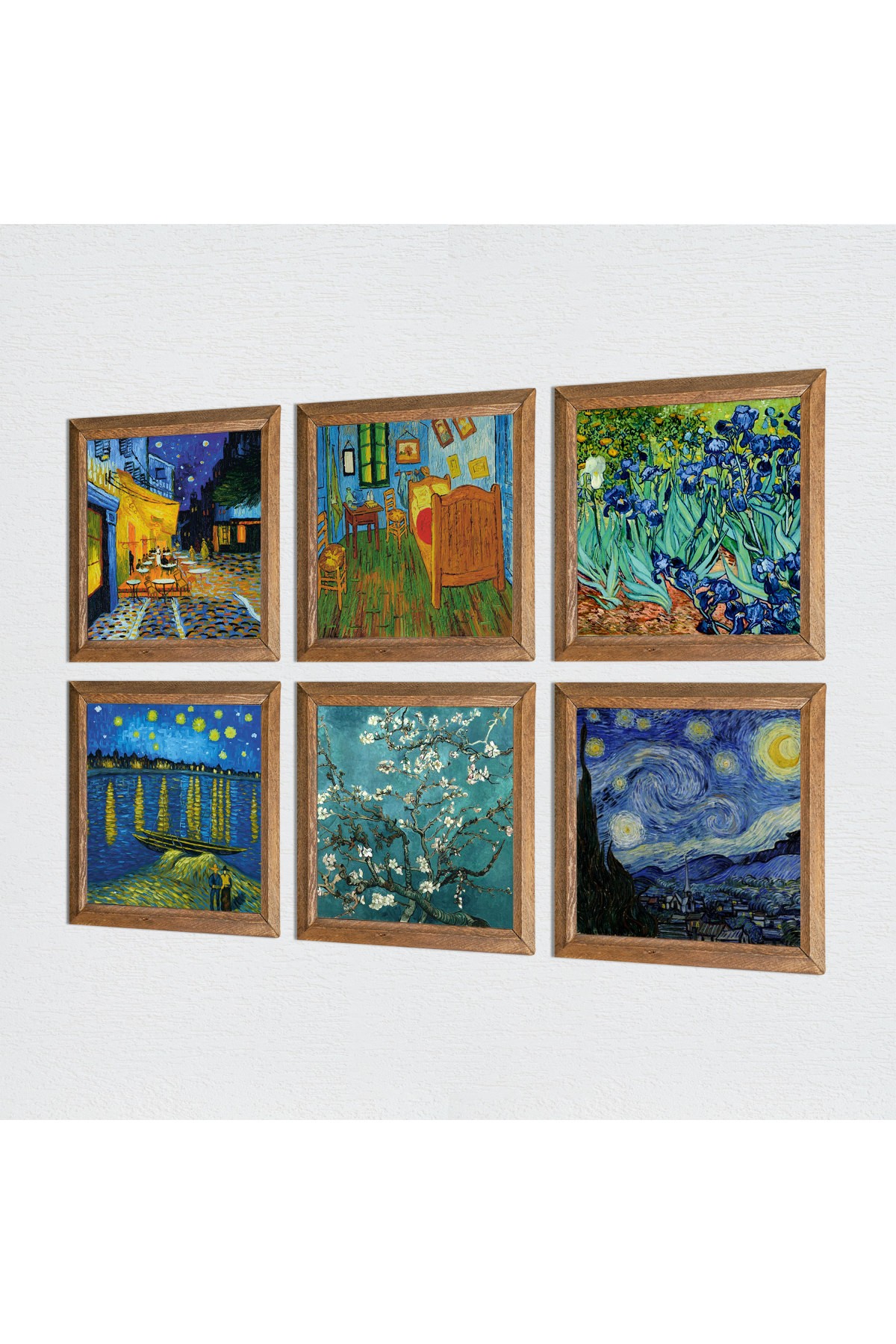 Van Gogh Stone Wall Painting Wooden Framed Wall Decor 6 Piece Painting Set Wall Art