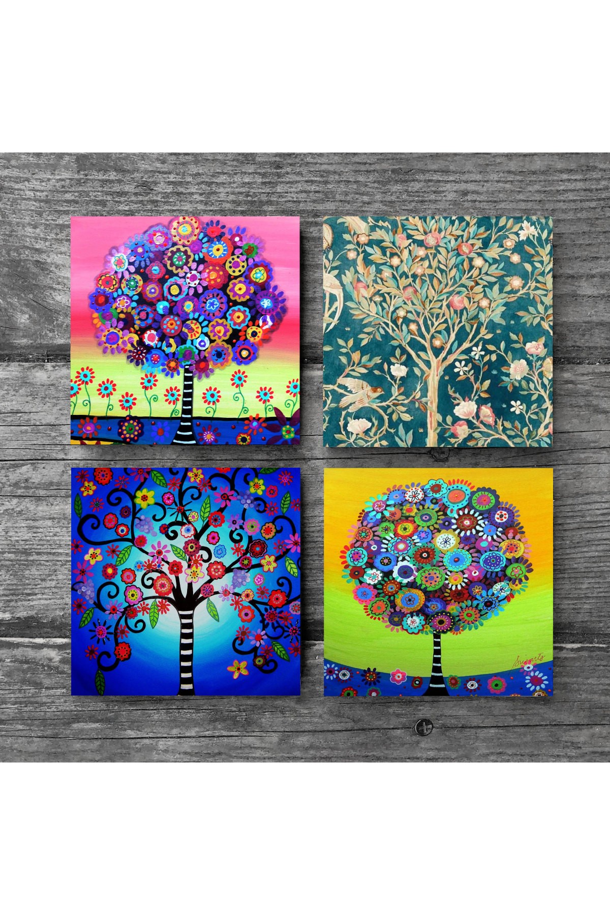 Tree of Life Stone Coasters Desktop Protective Coasters 4 Piece Set 10x10cm Stone Coasters