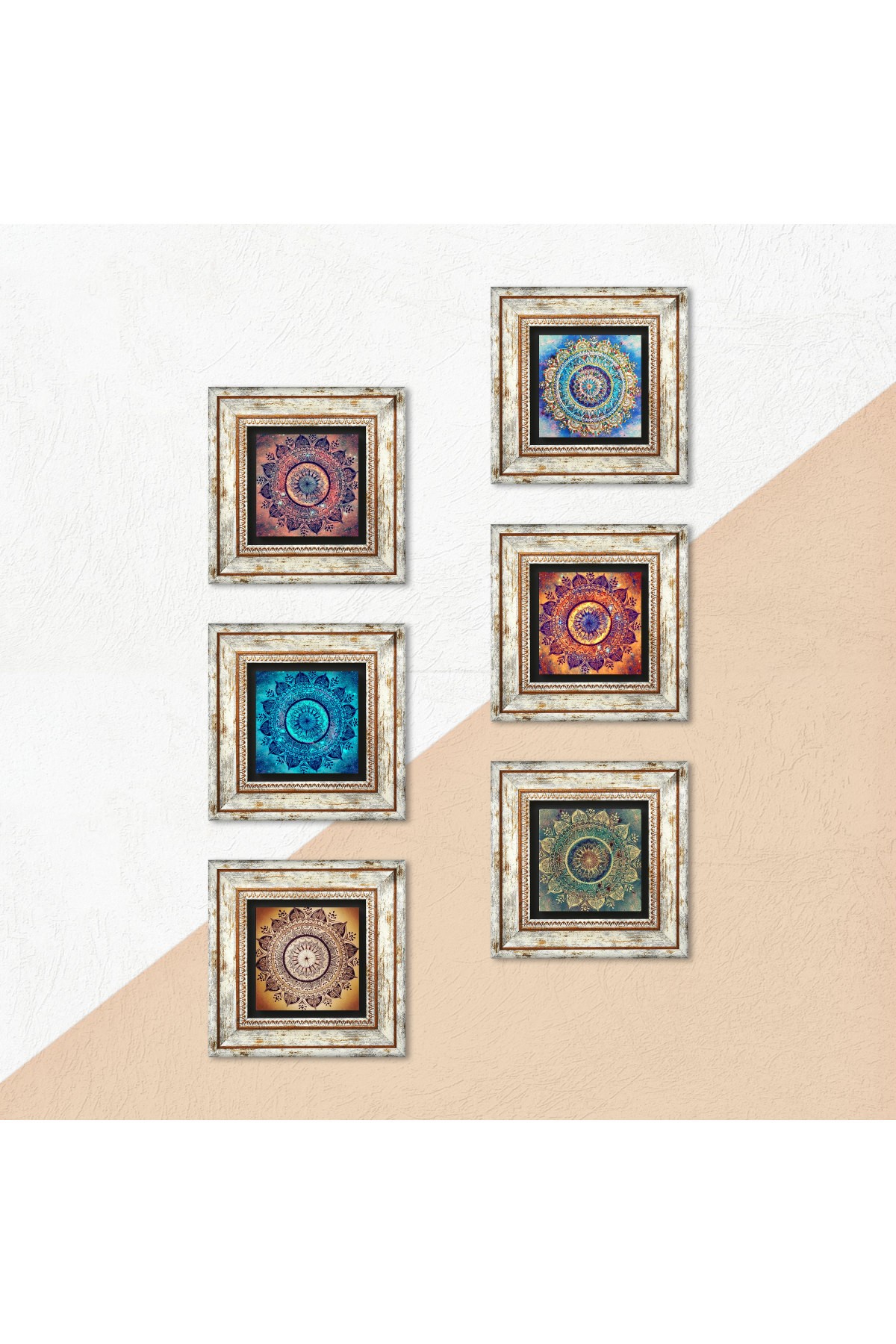 Mandala Stone Wall Painting Framed Wall Decor 6 Piece Painting Set Wall Art