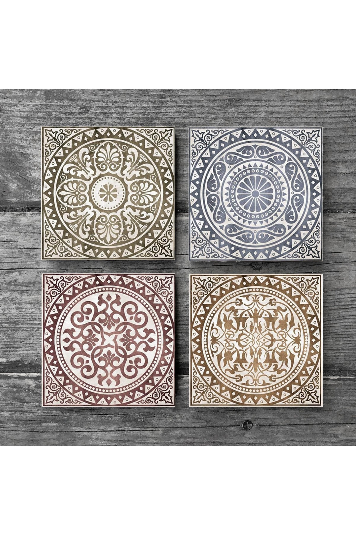 Ethnic Pattern Stone Coasters Desktop Protective Coasters 4 Piece Set 10x10cm Stone Coasters