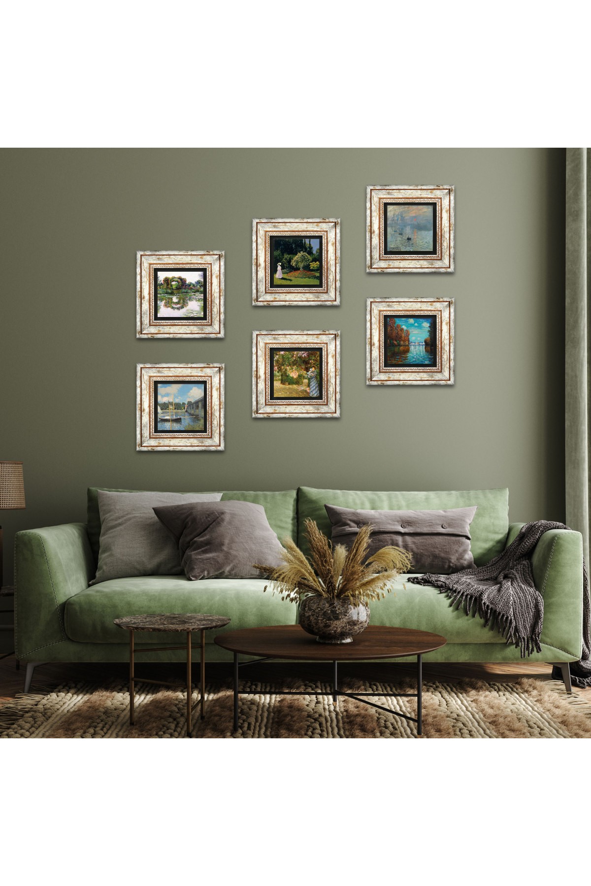 Claude Monet Stone Wall Painting Framed Wall Decor 6 Piece Painting Set Wall Art