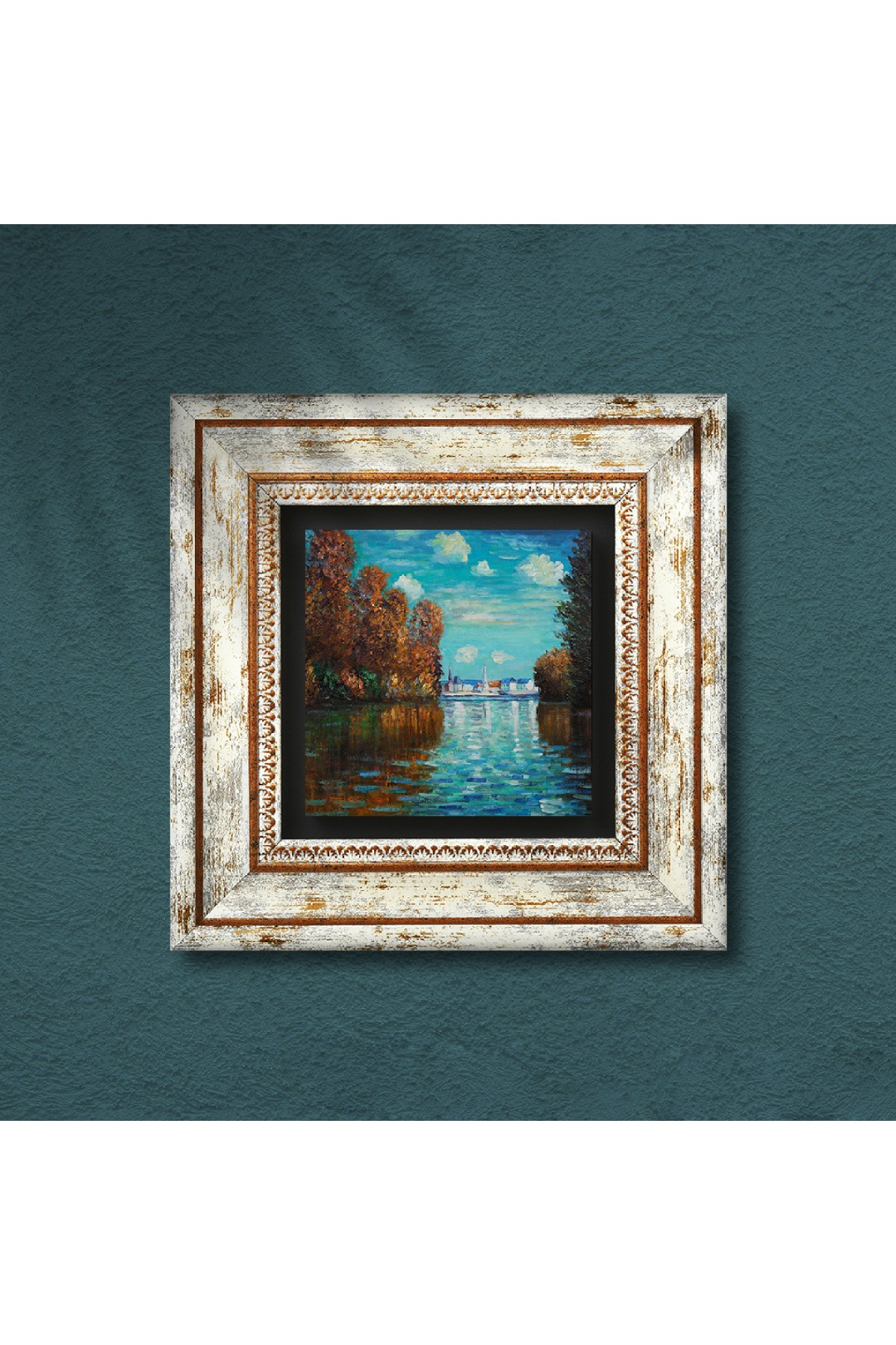 Claude Monet Autumn Stone Wall Painting Framed Wall Decor Wall Art