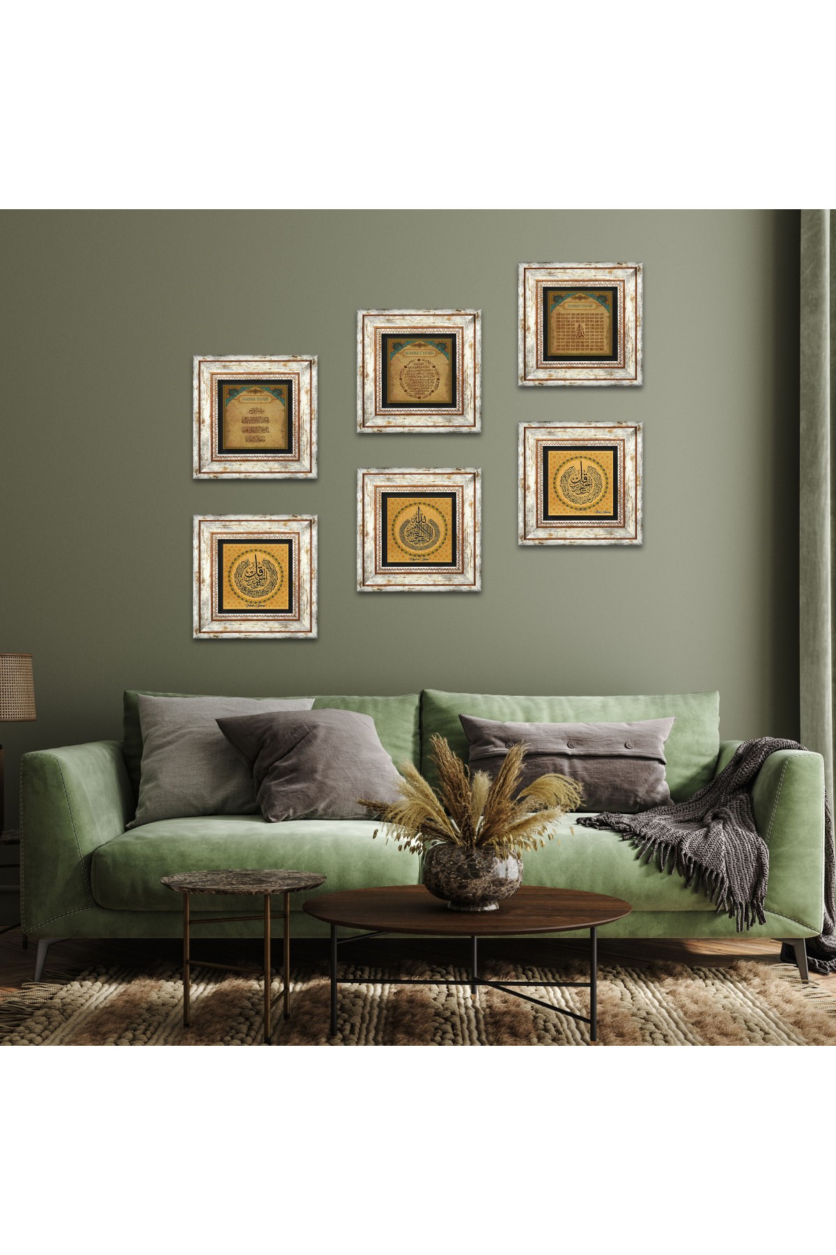 Islamic Stone Wall Painting Framed Wall Decor 6 Piece Painting Set Wall Art