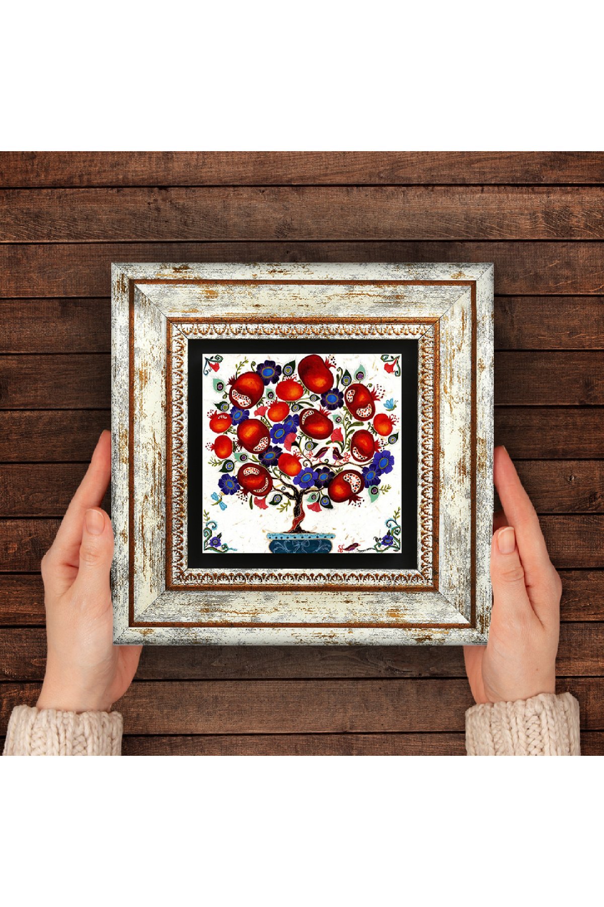 Pomegranate Tree Stone Wall Painting Framed Wall Decor Wall Art