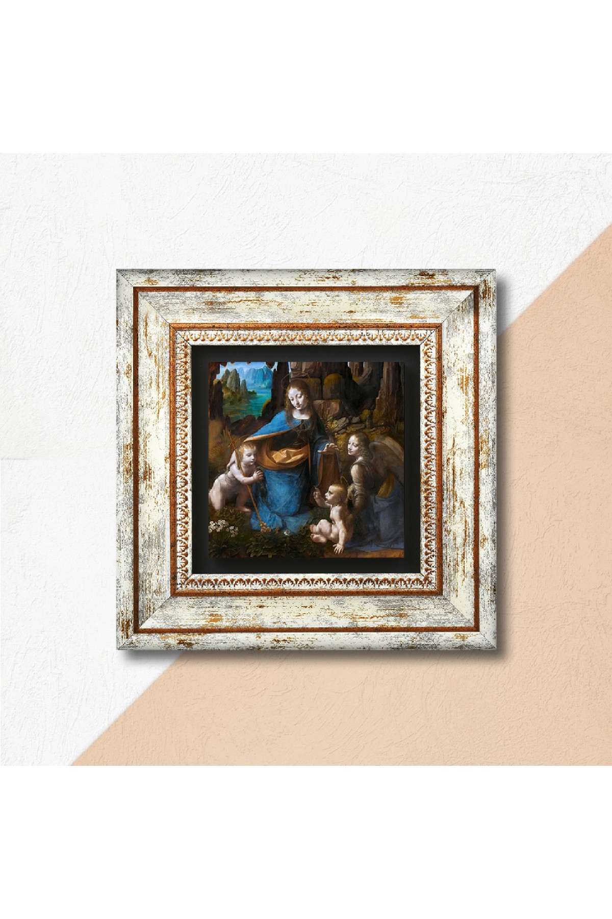 Leonardo da Vinci Virgin of the Rocks Stone Wall Painting Framed Wall Decor Wall Art