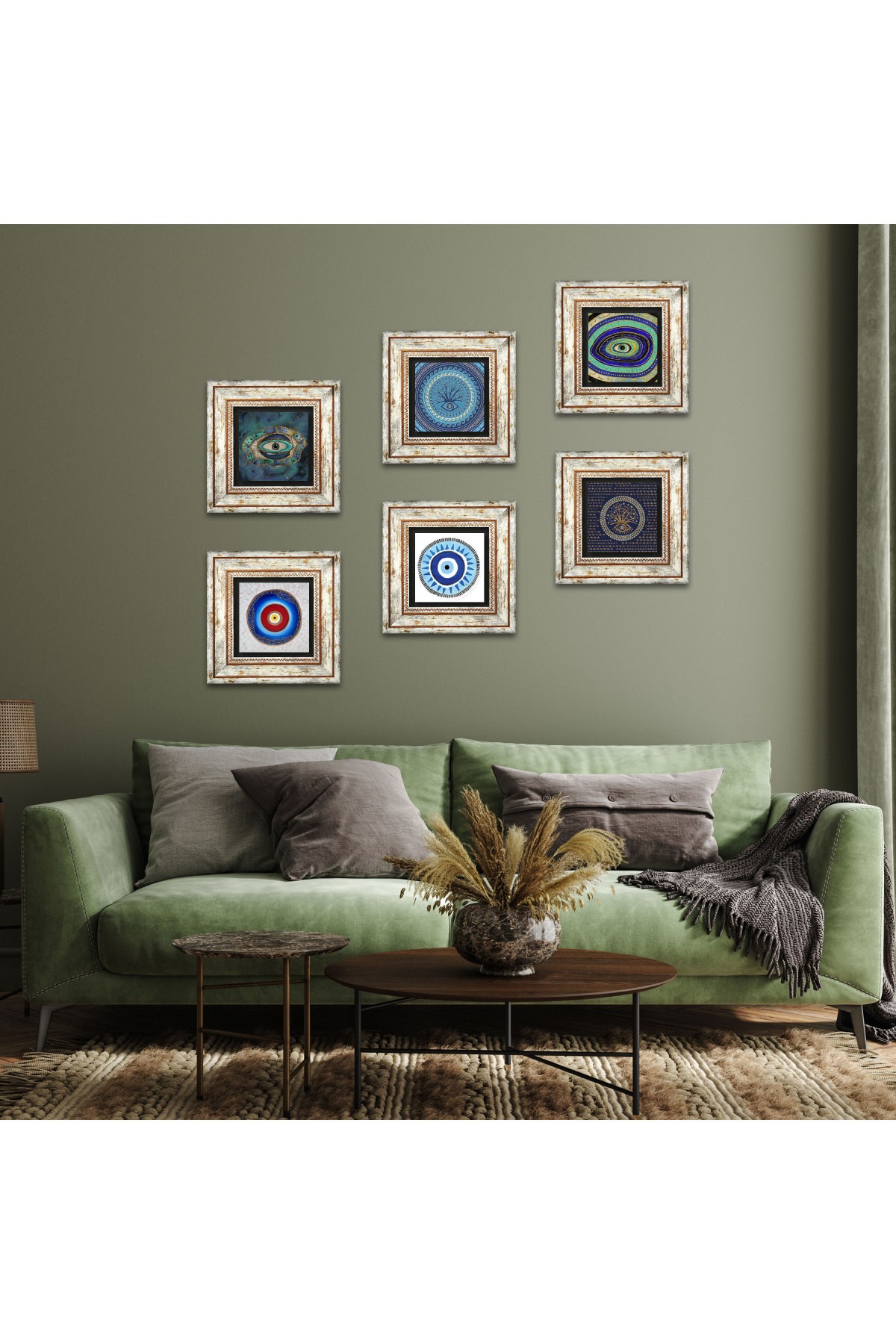 Evil Eye Stone Wall Painting Framed Wall Decor 6 Piece Painting Set Wall Art