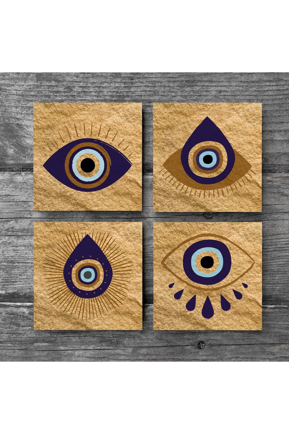 Evil Eye Stone Coaster Desktop Protective Coaster 4 Piece Set 10x10cm Stone Coasters