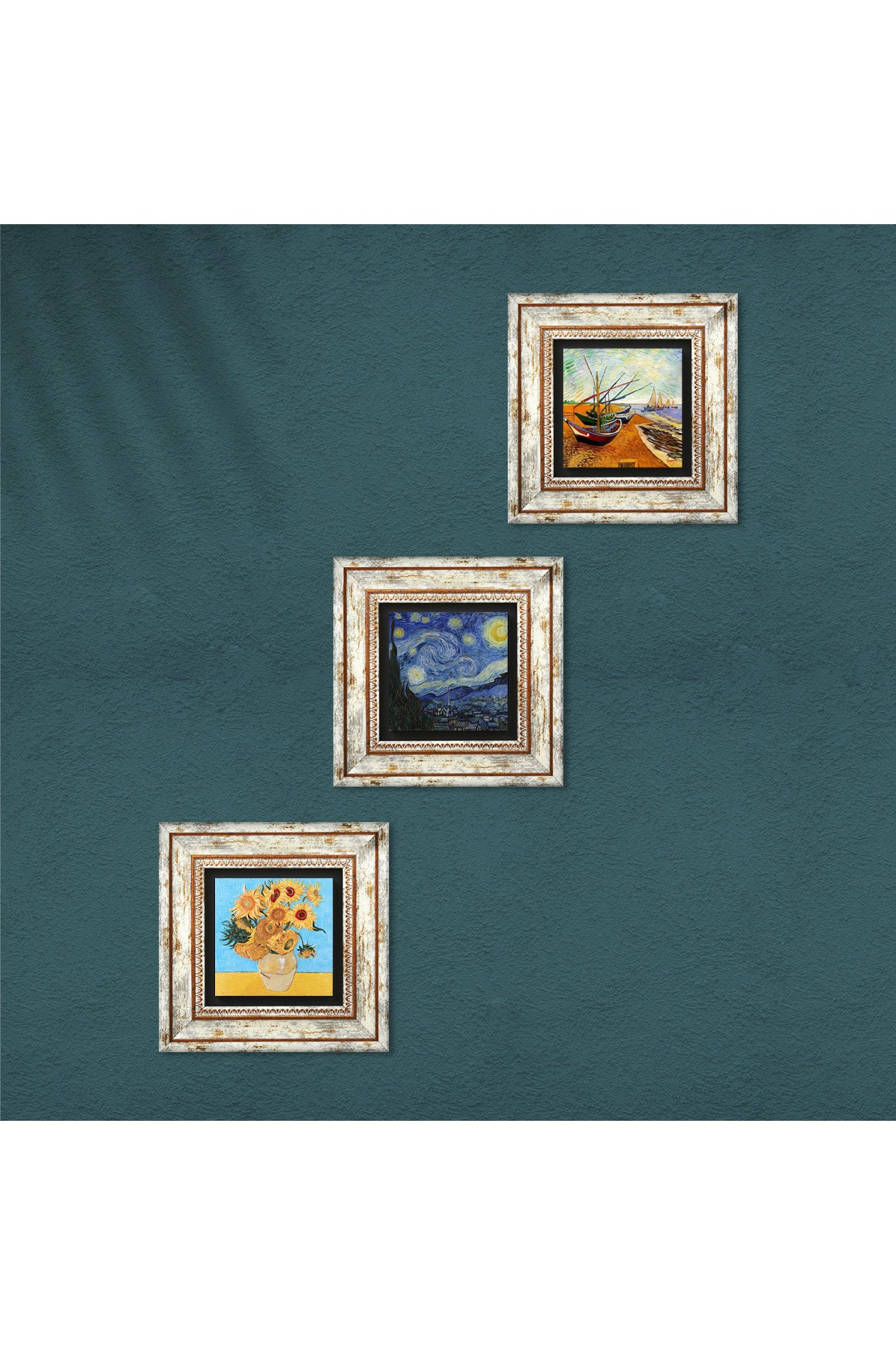 Van Gogh Stone Wall Painting Framed Wall Decor 3 Piece Painting Set Wall Art