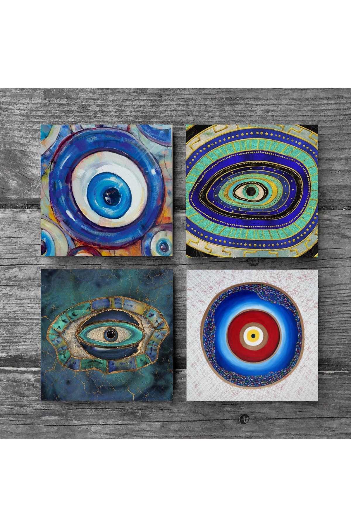 Evil Eye Stone Coaster Desktop Protective Coaster 4 Piece Set 10x10cm Stone Coasters