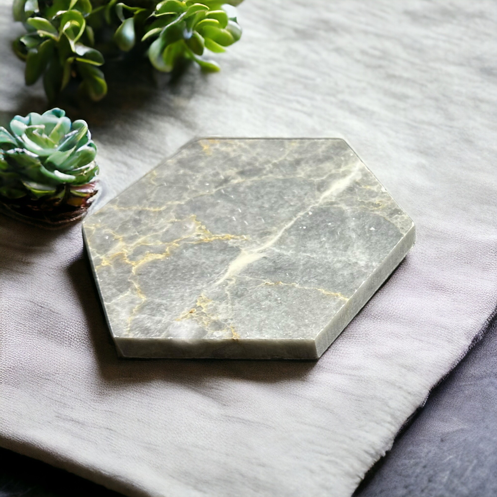 Hexagonal Stone Coasters Desktop Protective Coasters 4 Piece Set Stone Coasters