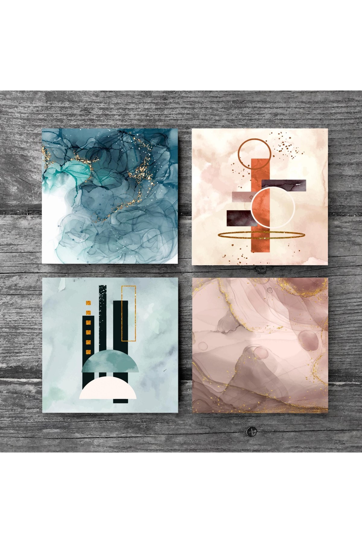 Minimalist, Abstract Art Stone Coasters Desktop Protective Coasters 4 Piece Set 10x10cm Stone Coasters