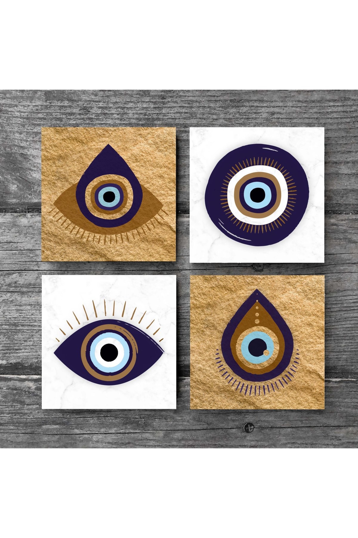 Evil Eye Stone Coaster Desktop Protective Coaster 4 Piece Set 10x10cm Stone Coasters