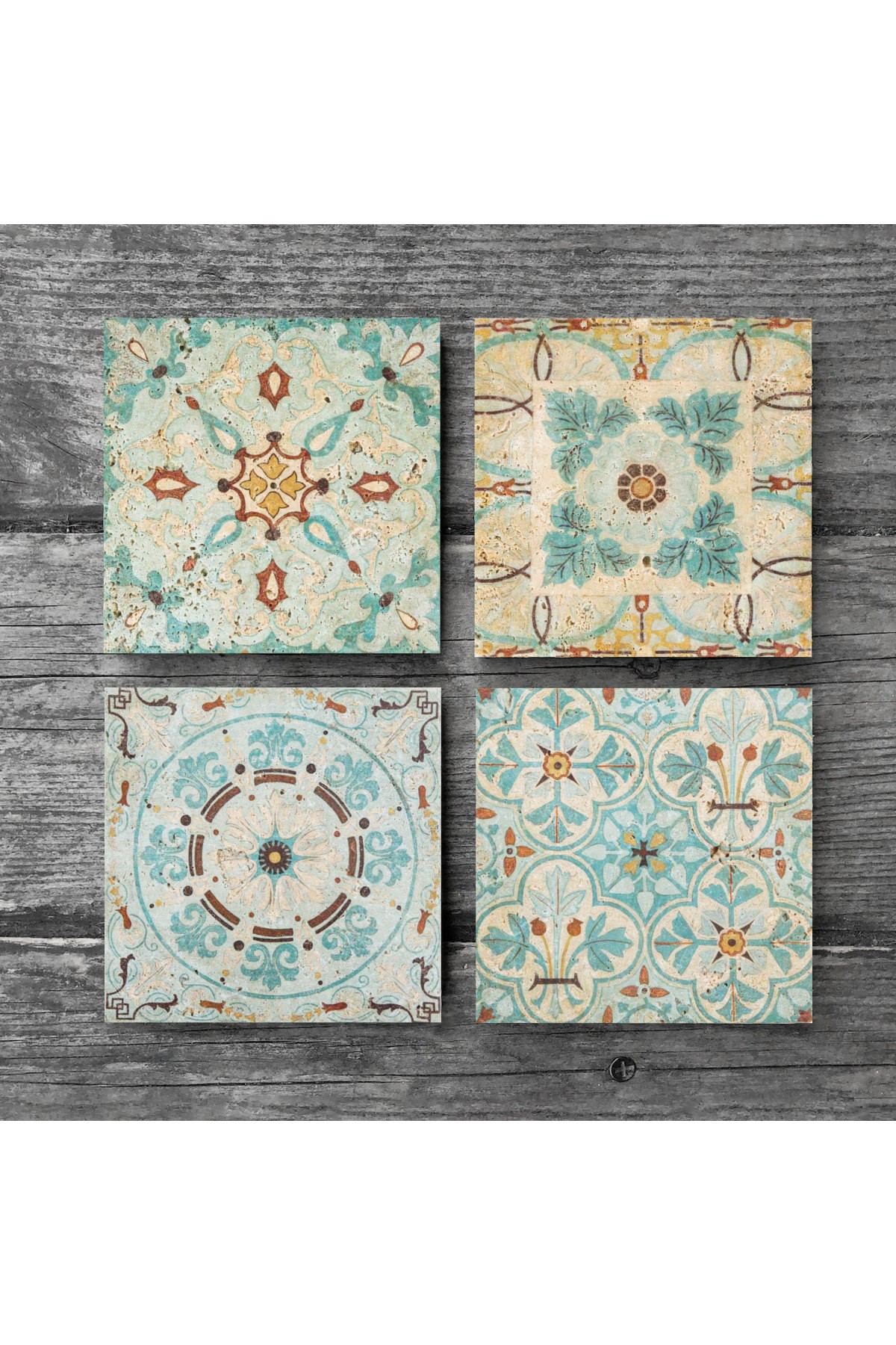 Pattern Stone Coasters Desktop Protective Coasters 4 Piece Set 10x10cm Stone Coasters