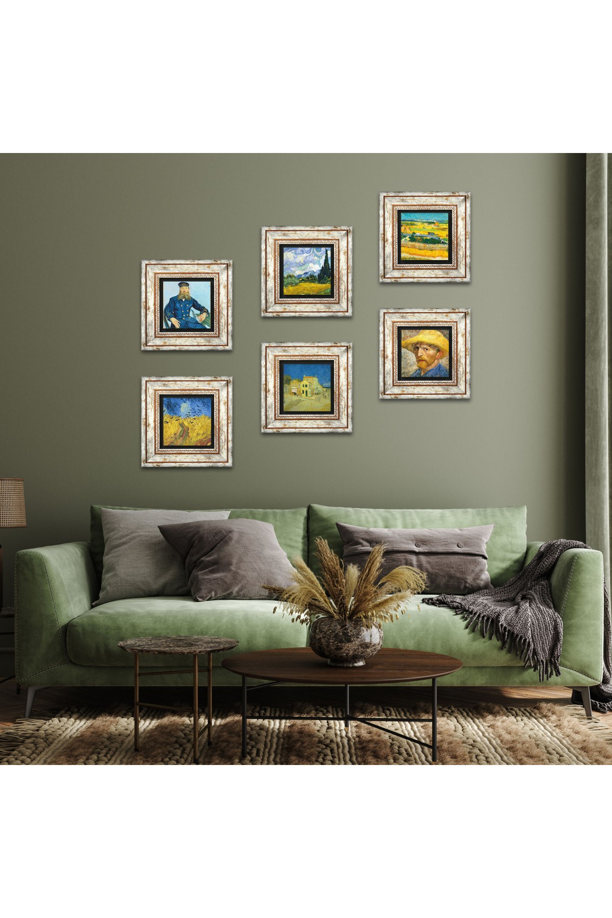 Van Gogh Stone Wall Painting Framed Wall Decor 6 Piece Painting Set Wall Art