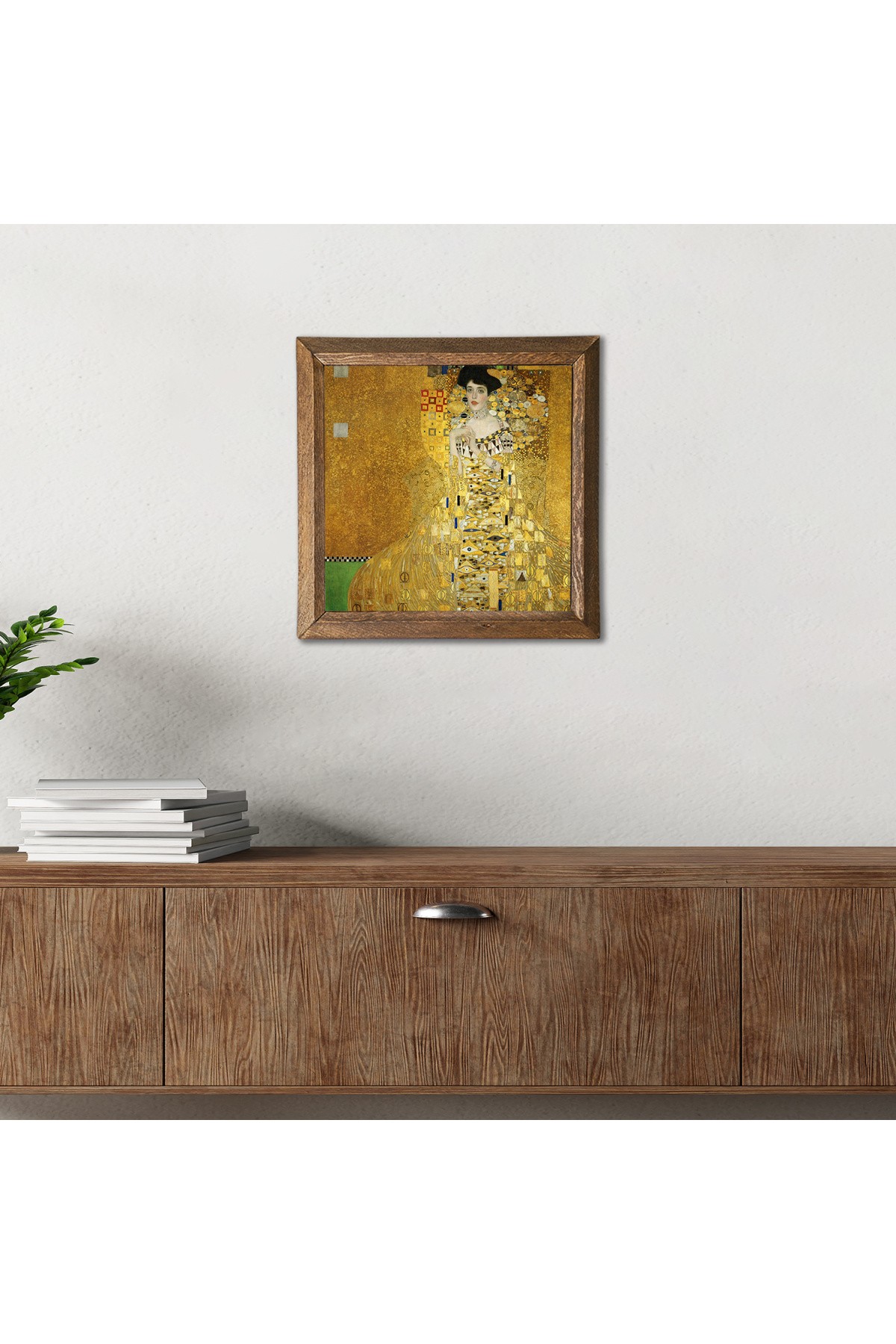 Gustav Klimt Portrait of Adele Bloch-Bauer Stone Wall Painting Wooden Framed Wall Decor Wall Art 25x25cm