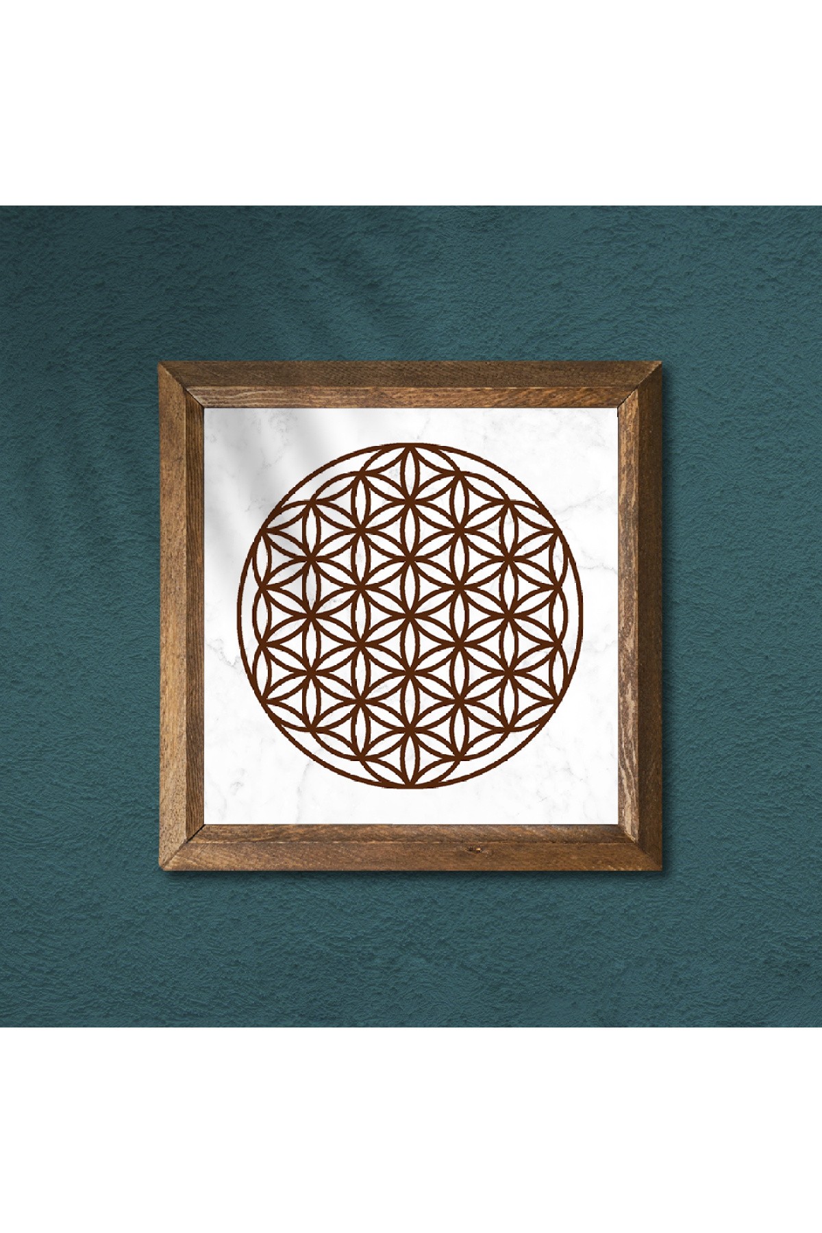 Flower of Life Stone Wall Painting Wooden Framed Wall Decoration Wall Art 25x25cm