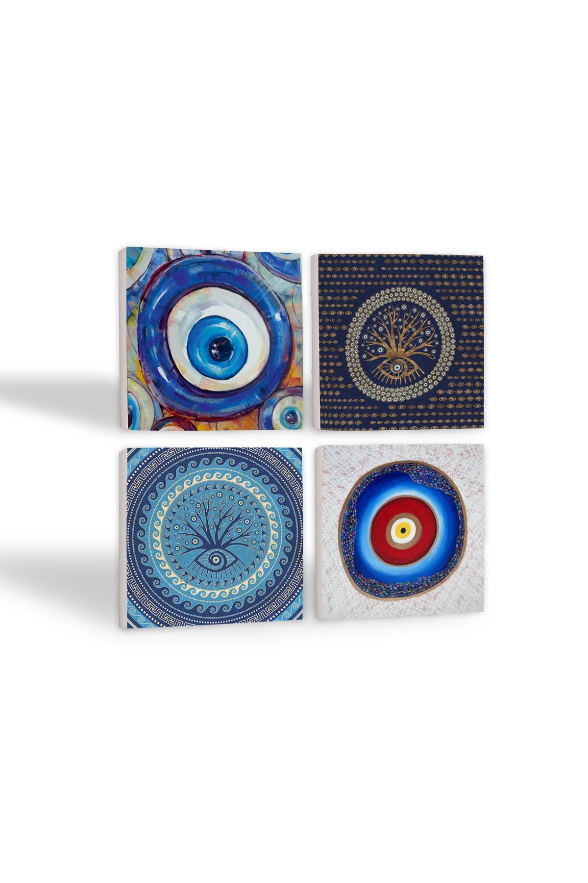 Evil Eye Stone Coaster Desktop Protective Coaster 4 Piece Set 10x10cm Stone Coasters