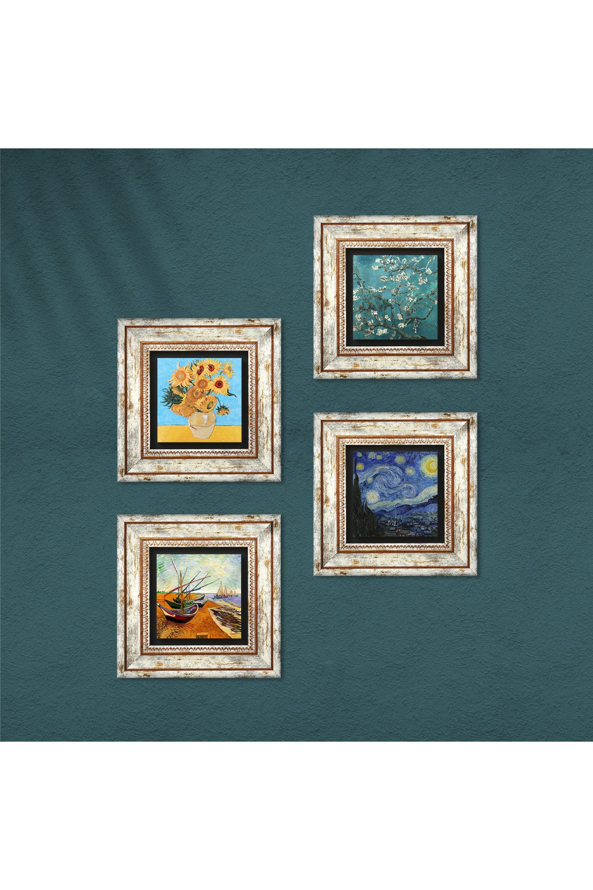 Van Gogh Stone Wall Painting Framed Wall Decor 4 Piece Painting Set Wall Art