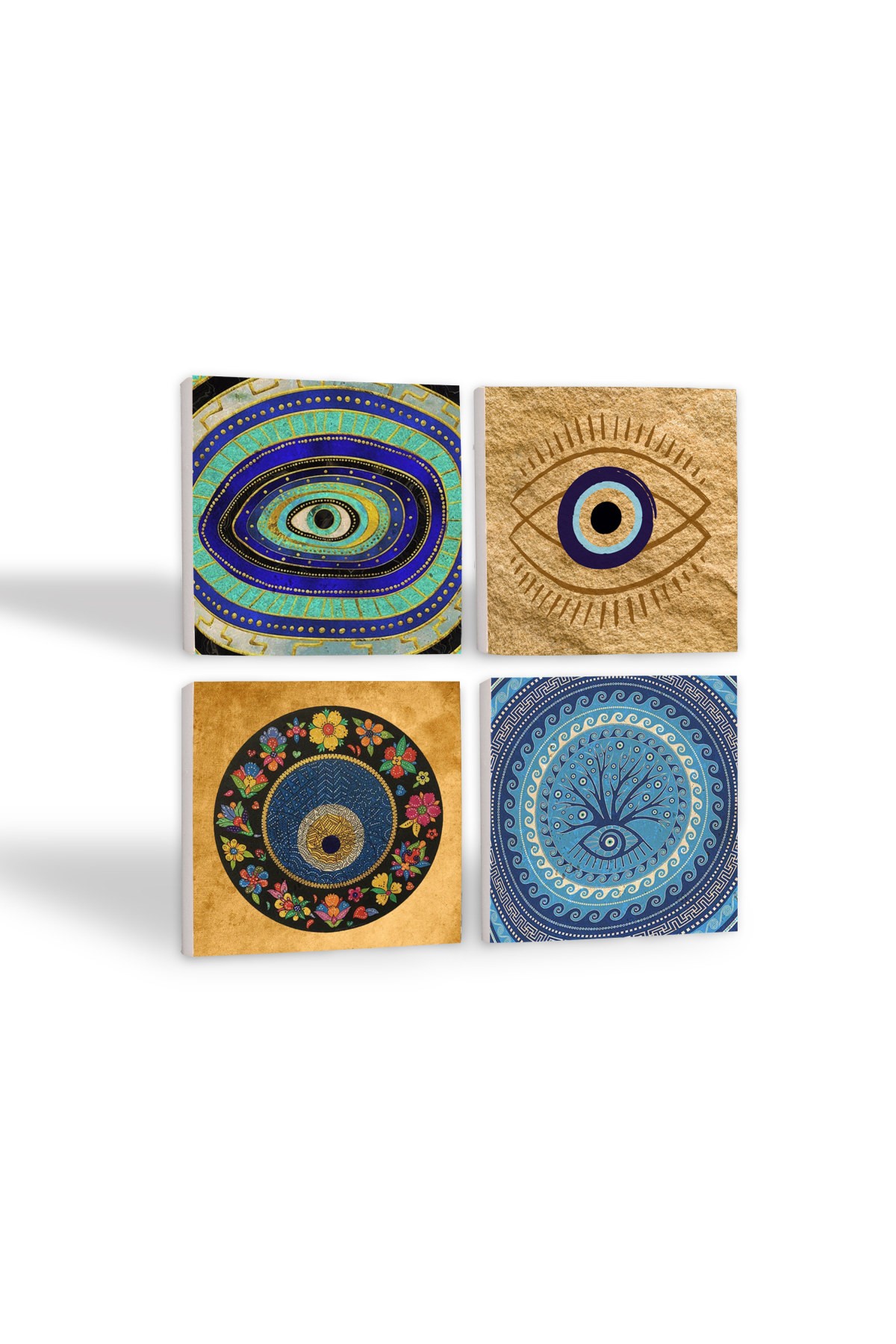 Evil Eye Stone Coaster Desktop Protective Coaster 4 Piece Set 10x10cm Stone Coasters