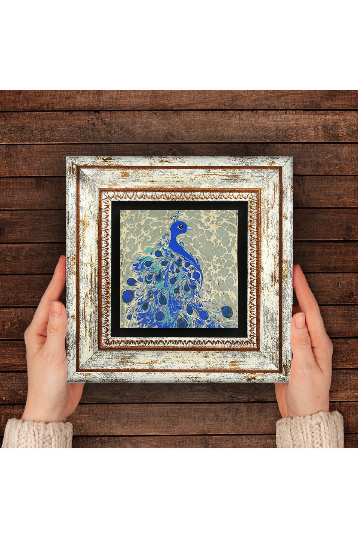 Peacock Stone Wall Painting Framed Wall Decor Wall Art