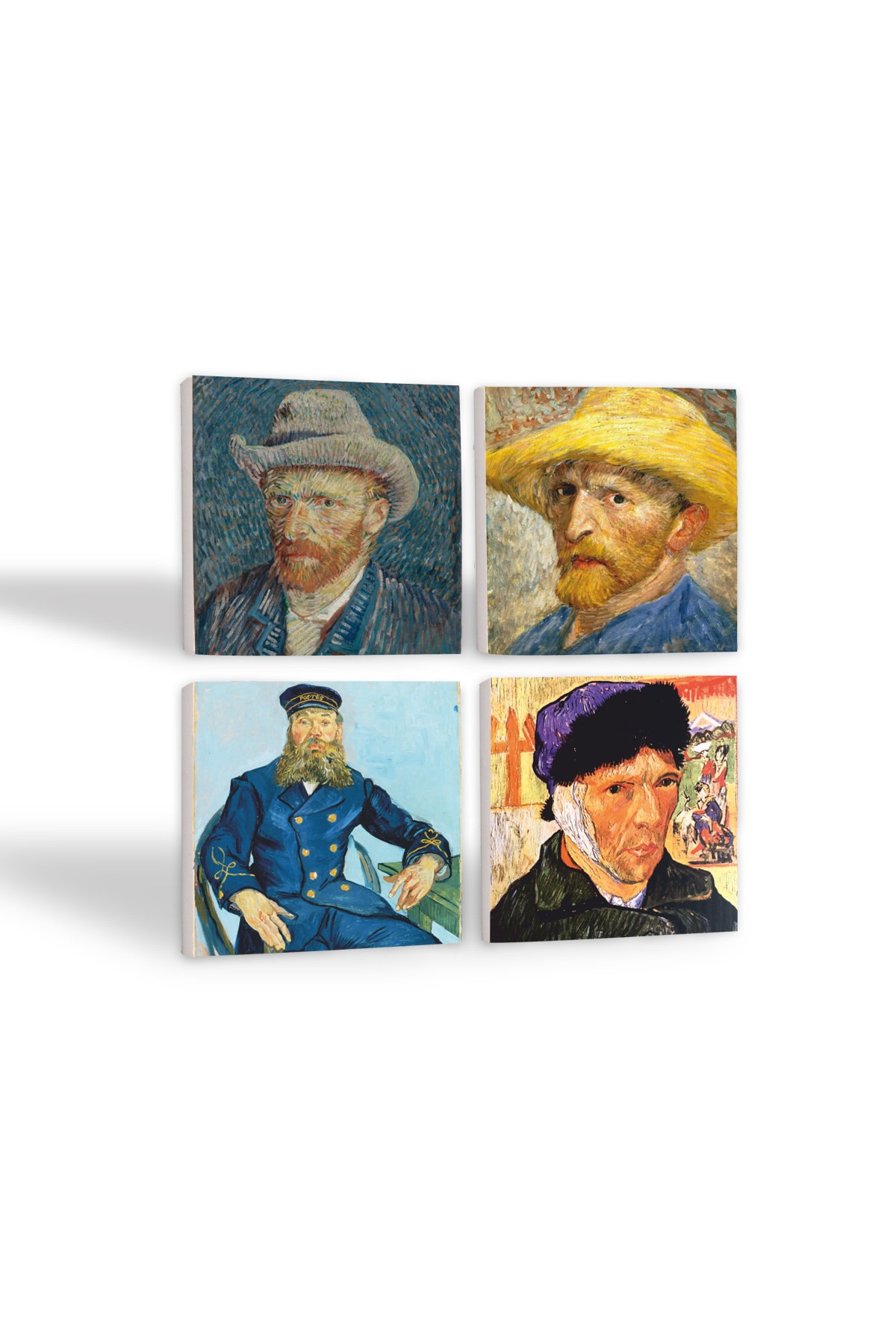 Van Gogh Self-Portrait Stone Coasters Desktop Protective Coasters 4 Piece Set 10x10cm Stone Coasters