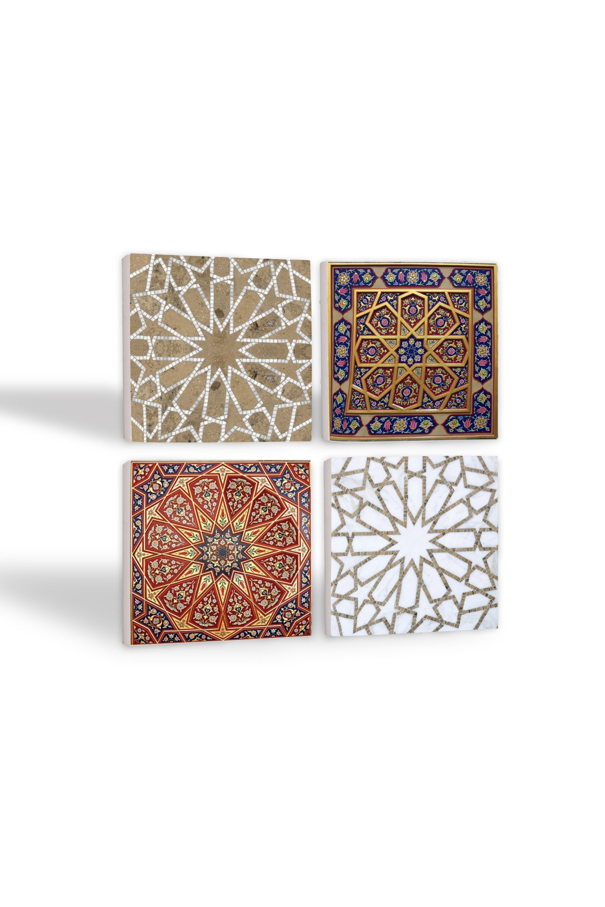 Ethnic Pattern Stone Coasters Desktop Protective Coasters 4 Piece Set 10x10cm Stone Coasters