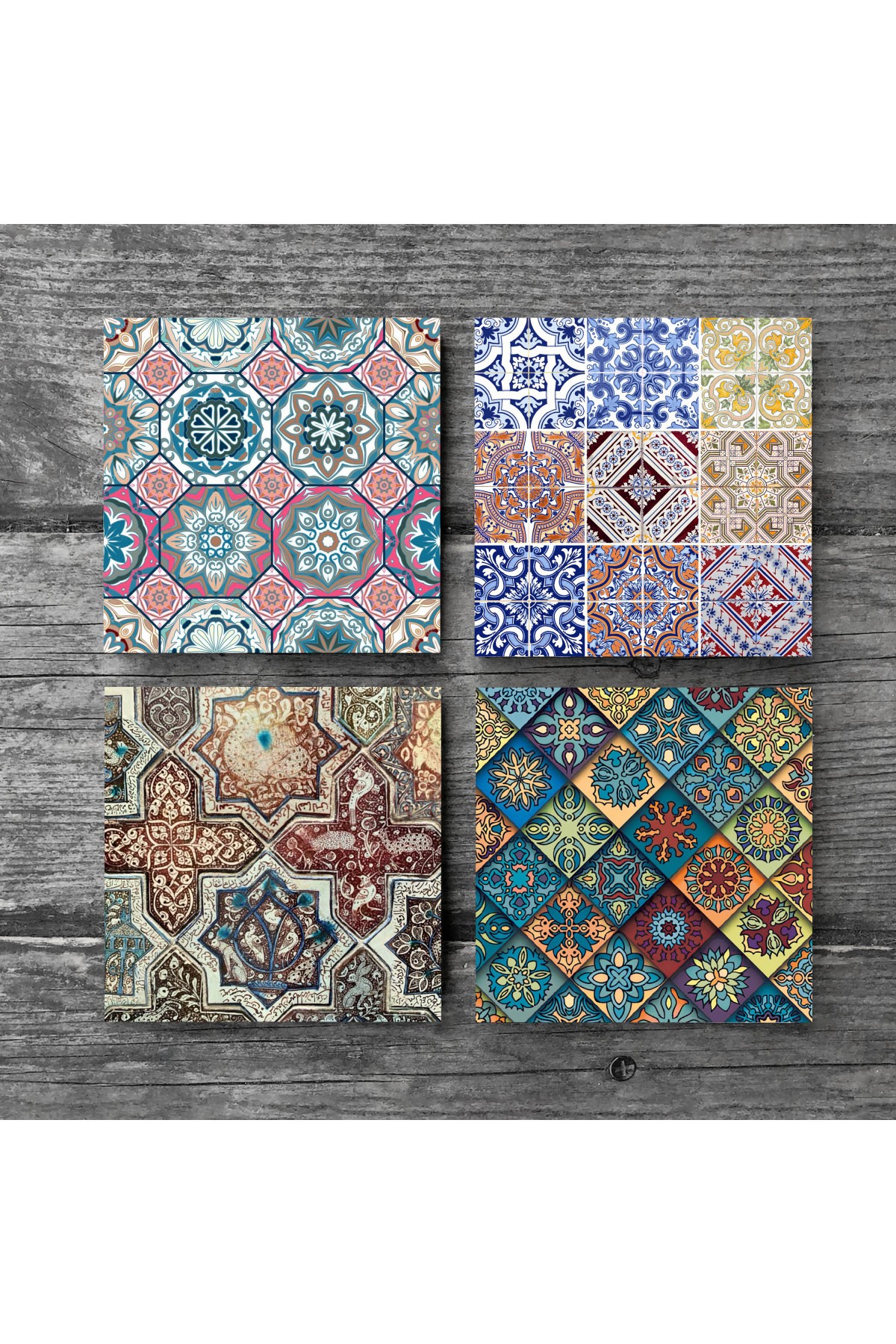 Ethnic Pattern Stone Coasters Desktop Protective Coasters 4 Piece Set 10x10cm Stone Coasters