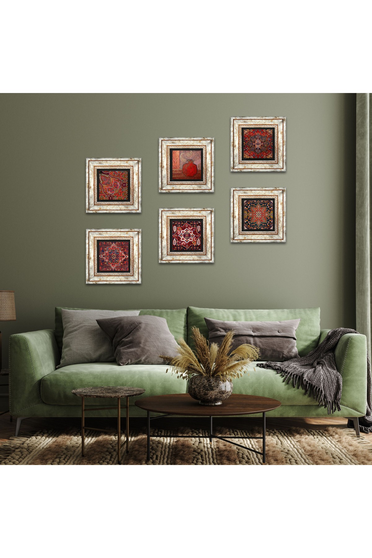 Pomegranate, Pattern Stone Wall Painting Framed Wall Decor 6 Piece Painting Set Wall Art