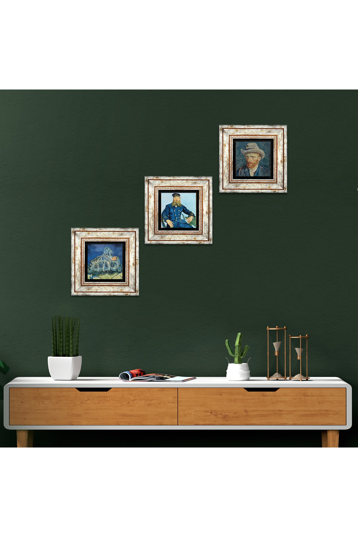 Van Gogh Stone Wall Painting Framed Wall Decor 3 Piece Painting Set Wall Art