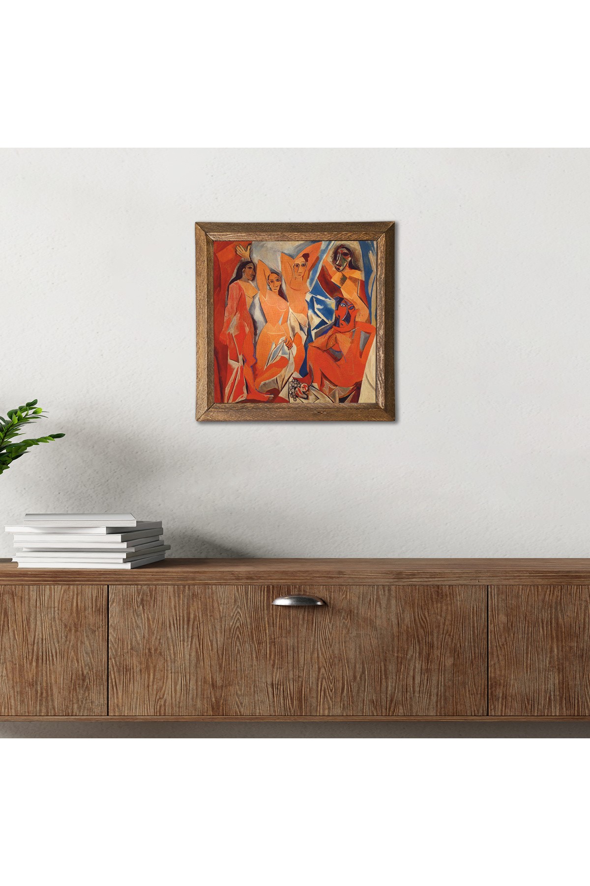 Pablo Picasso The Avignon Girls Stone Wall Painting Wooden Framed Wall Decoration Wall Art 25x25cm