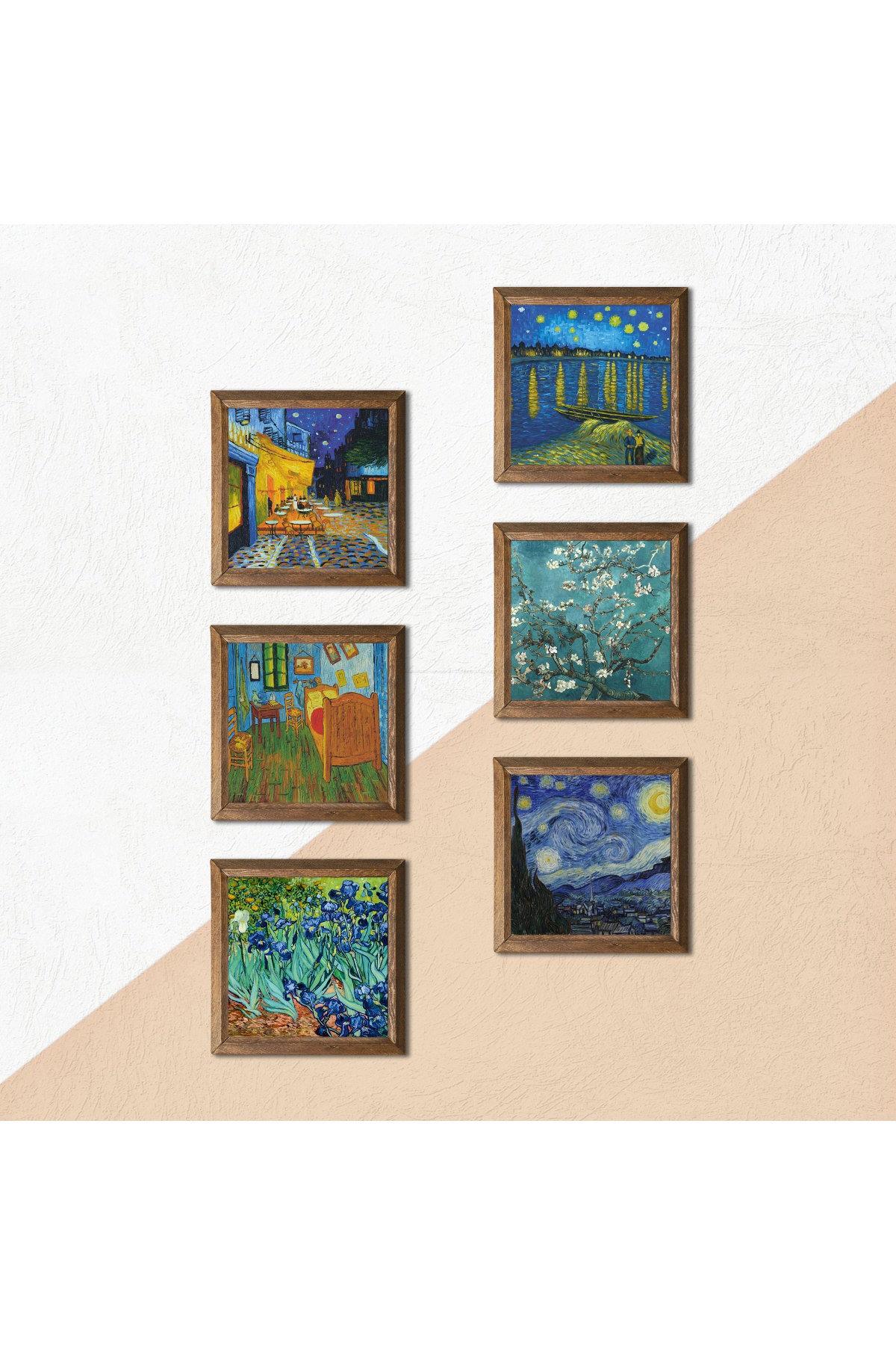 Van Gogh Stone Wall Painting Wooden Framed Wall Decor 6 Piece Painting Set Wall Art