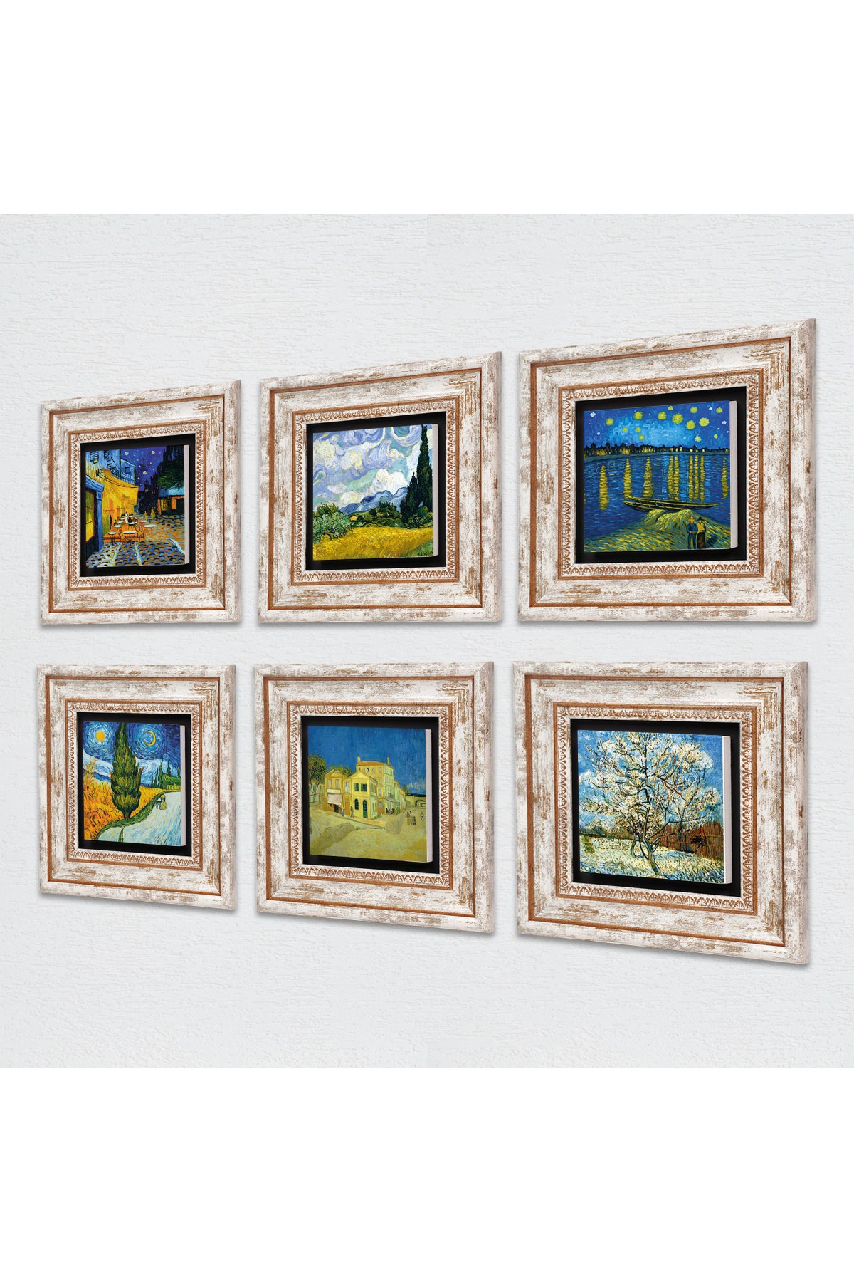 Van Gogh Stone Wall Painting Framed Wall Decor 6 Piece Painting Set Wall Art