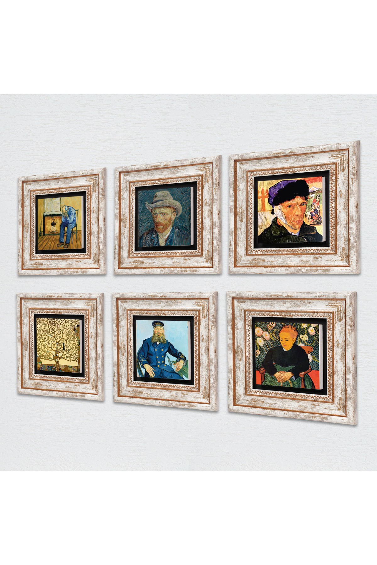 Picasso, Van Gogh Stone Wall Painting Framed Wall Decor 6 Piece Painting Set Wall Art